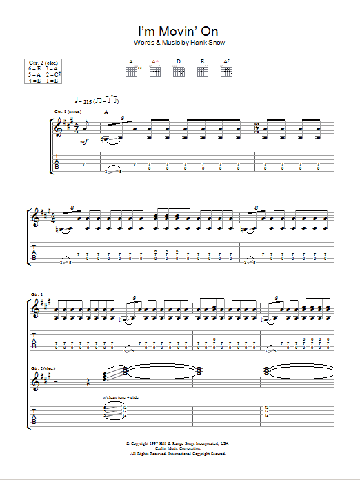 Taste I'm Moving On Sheet Music Notes & Chords for Guitar Tab - Download or Print PDF