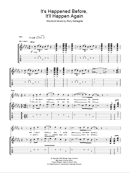 Taste It's Happened Before, It'll Happen Again Sheet Music Notes & Chords for Guitar Tab - Download or Print PDF