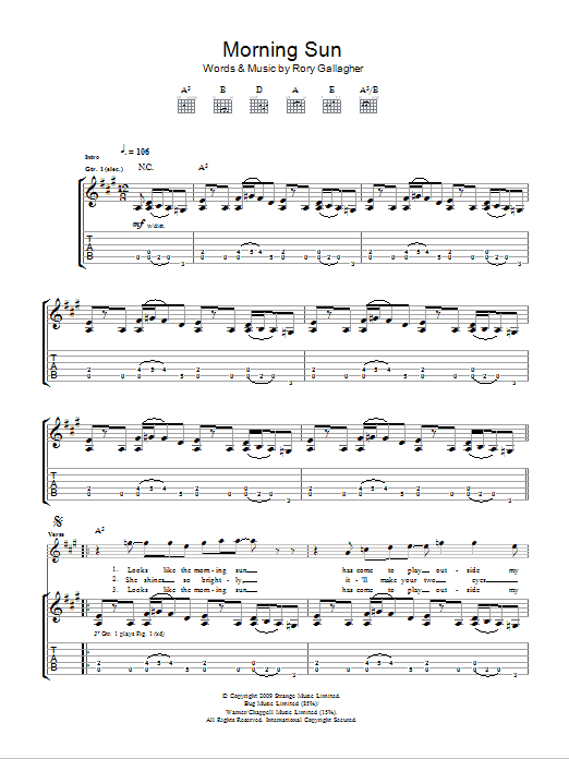 Taste Morning Sun Sheet Music Notes & Chords for Guitar Tab - Download or Print PDF