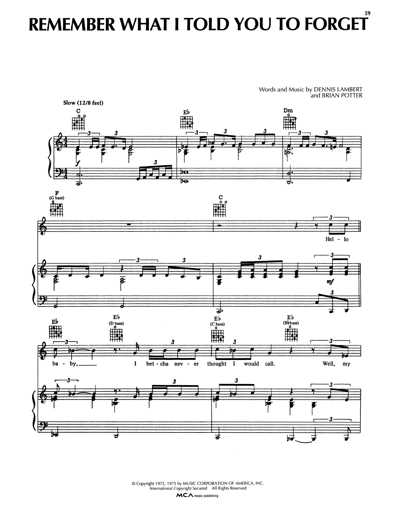 Tavares Remember What I Told You To Forget Sheet Music Notes & Chords for Piano, Vocal & Guitar (Right-Hand Melody) - Download or Print PDF