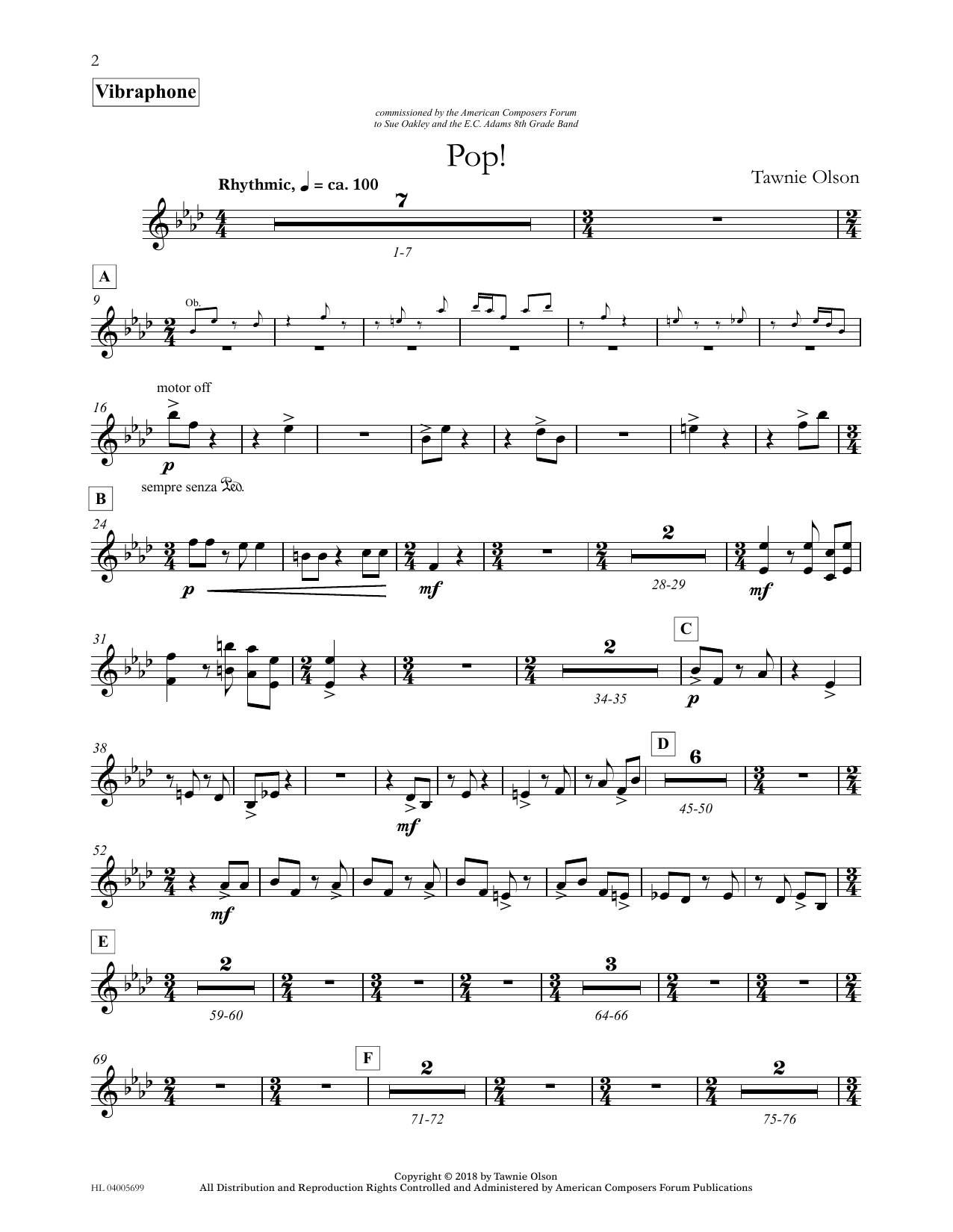 Tawnie Olson Pop! - Vibraphone Sheet Music Notes & Chords for Concert Band - Download or Print PDF