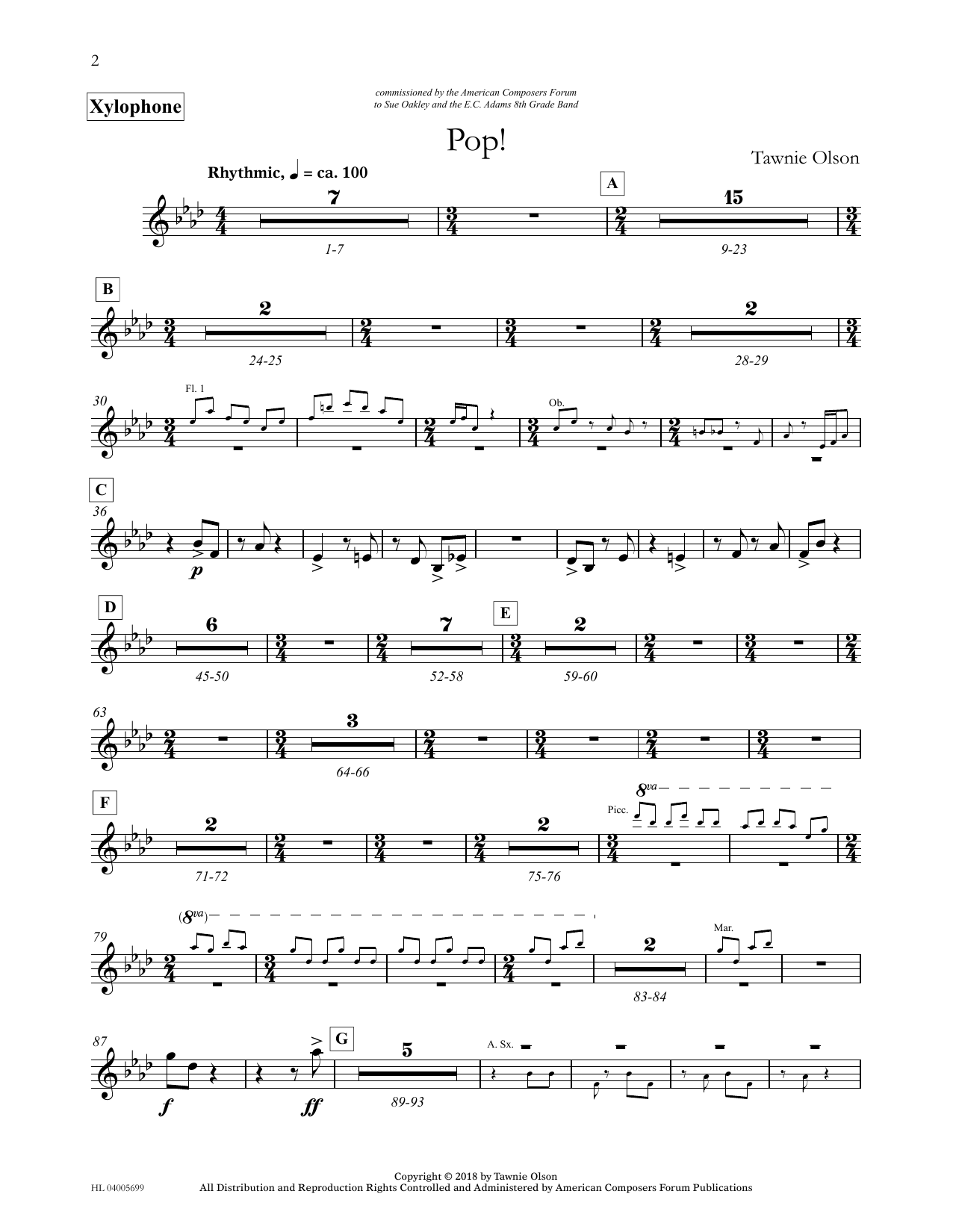 Tawnie Olson Pop! - Xylophone Sheet Music Notes & Chords for Concert Band - Download or Print PDF