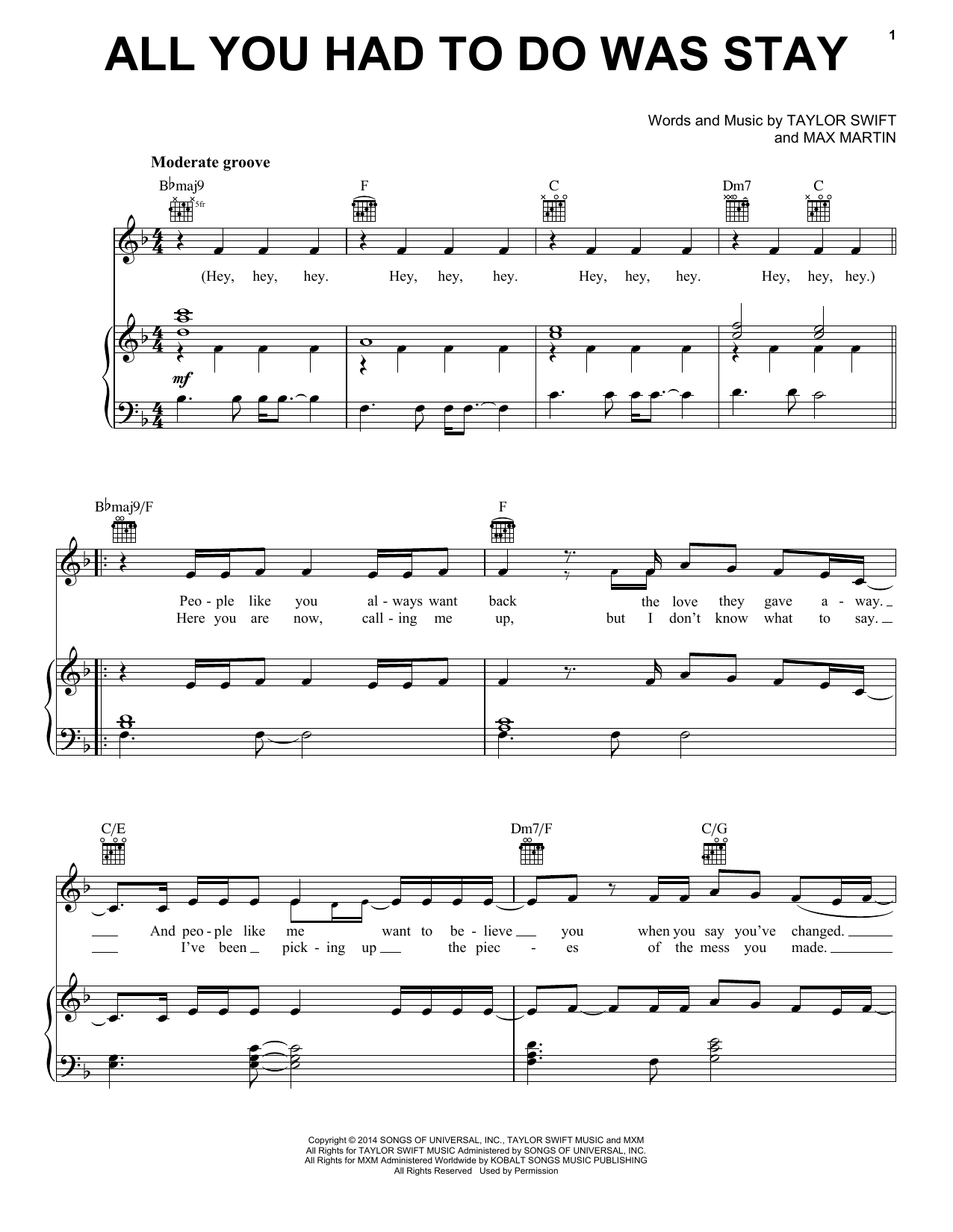 Taylor Swift All You Had To Do Was Stay Sheet Music Notes & Chords for Ukulele - Download or Print PDF