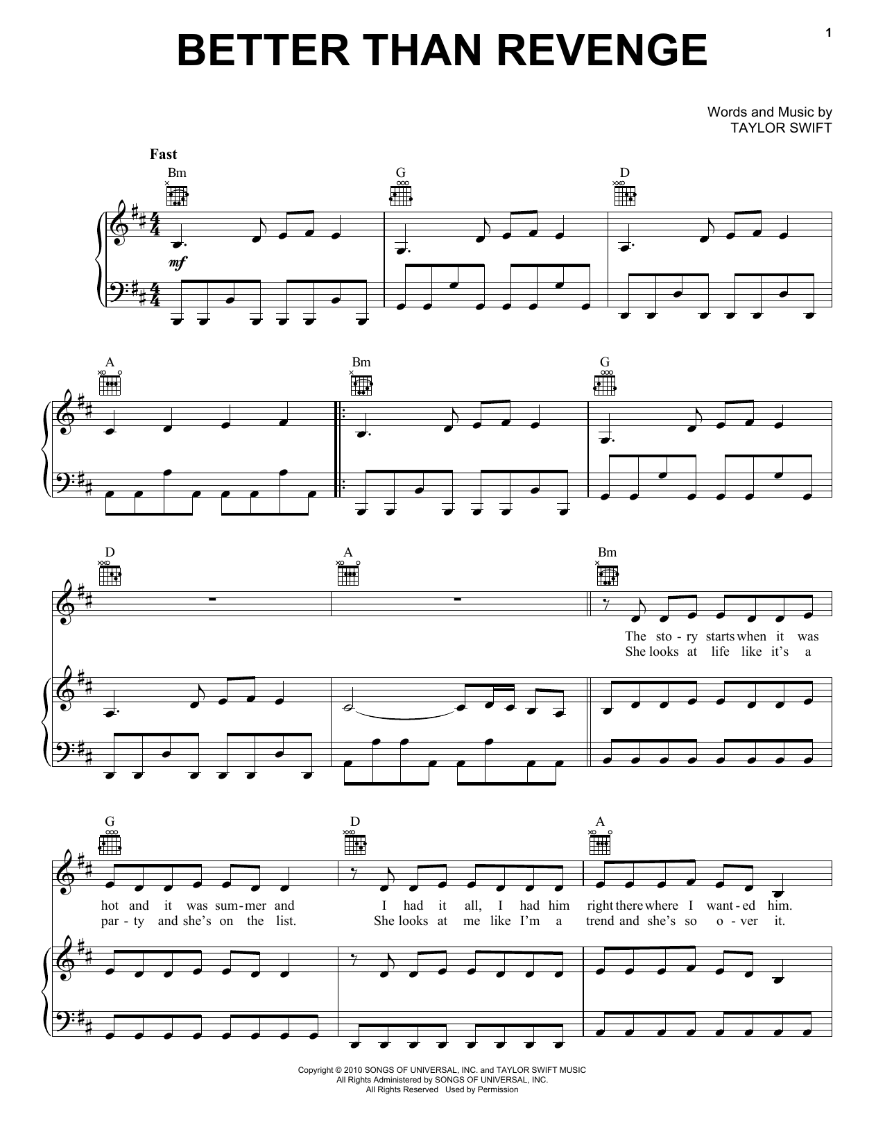 Taylor Swift Better Than Revenge Sheet Music Notes & Chords for Ukulele - Download or Print PDF