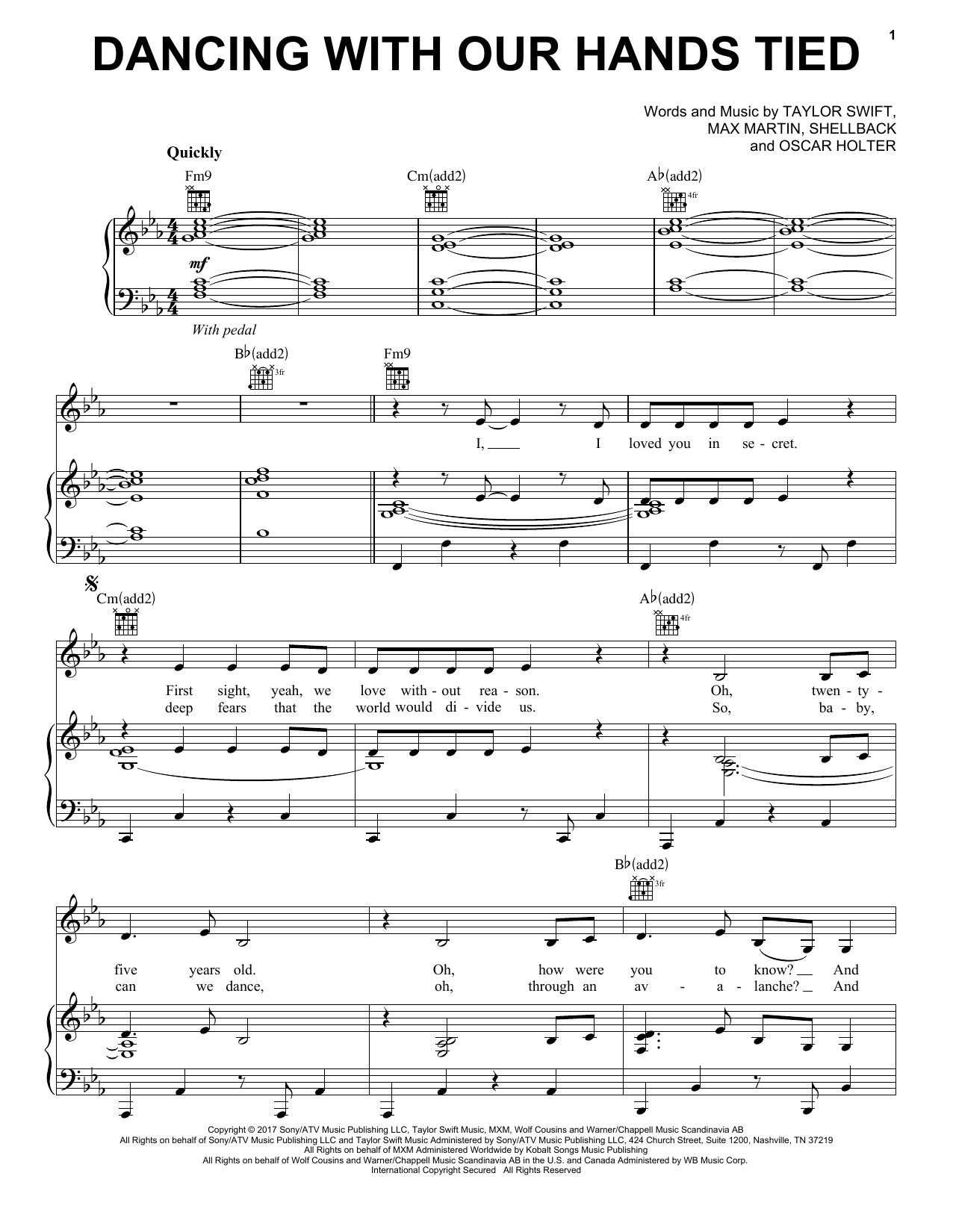 Taylor Swift Dancing With Our Hands Tied Sheet Music Notes & Chords for Easy Guitar Tab - Download or Print PDF