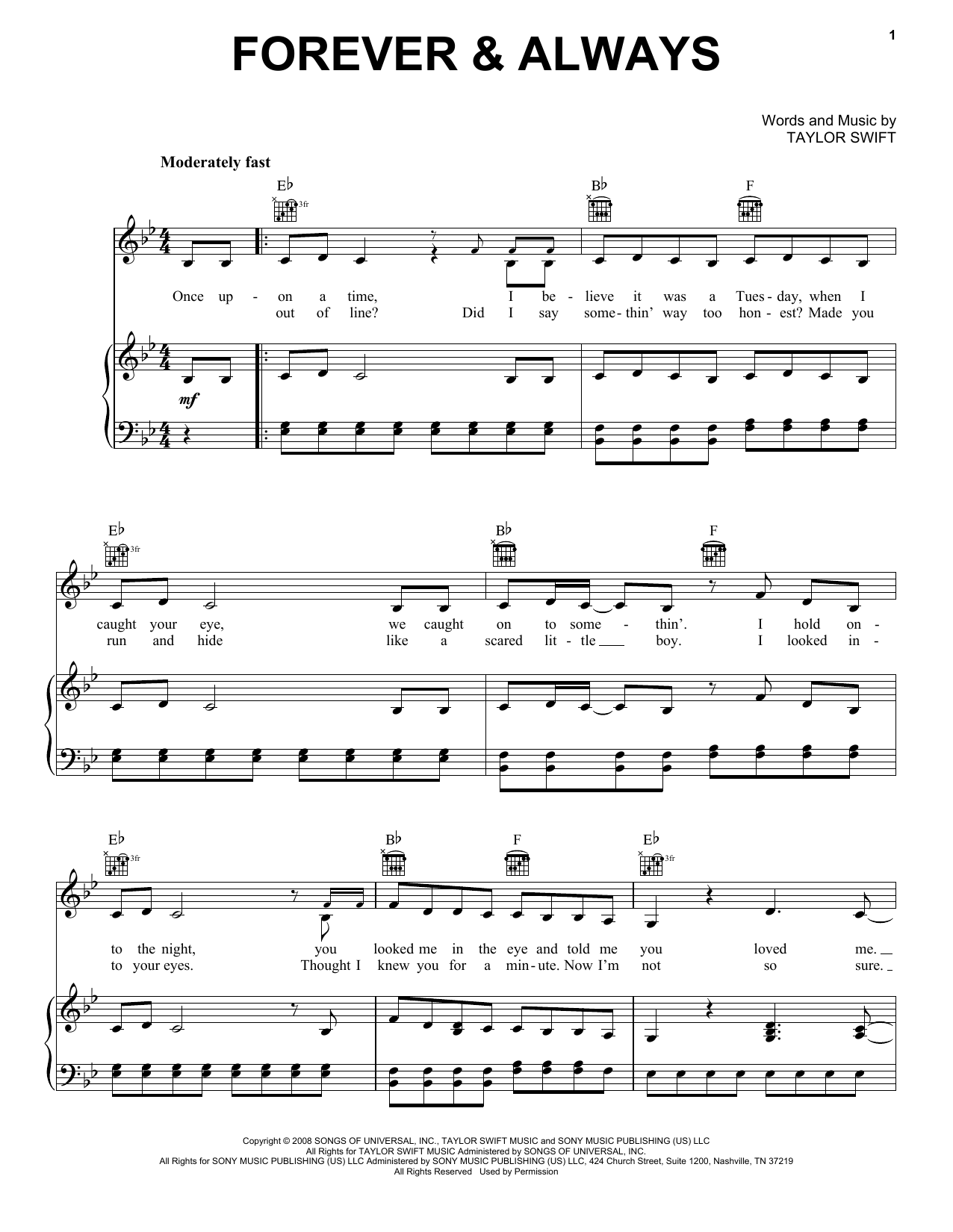 Taylor Swift Forever & Always Sheet Music Notes & Chords for Ukulele - Download or Print PDF