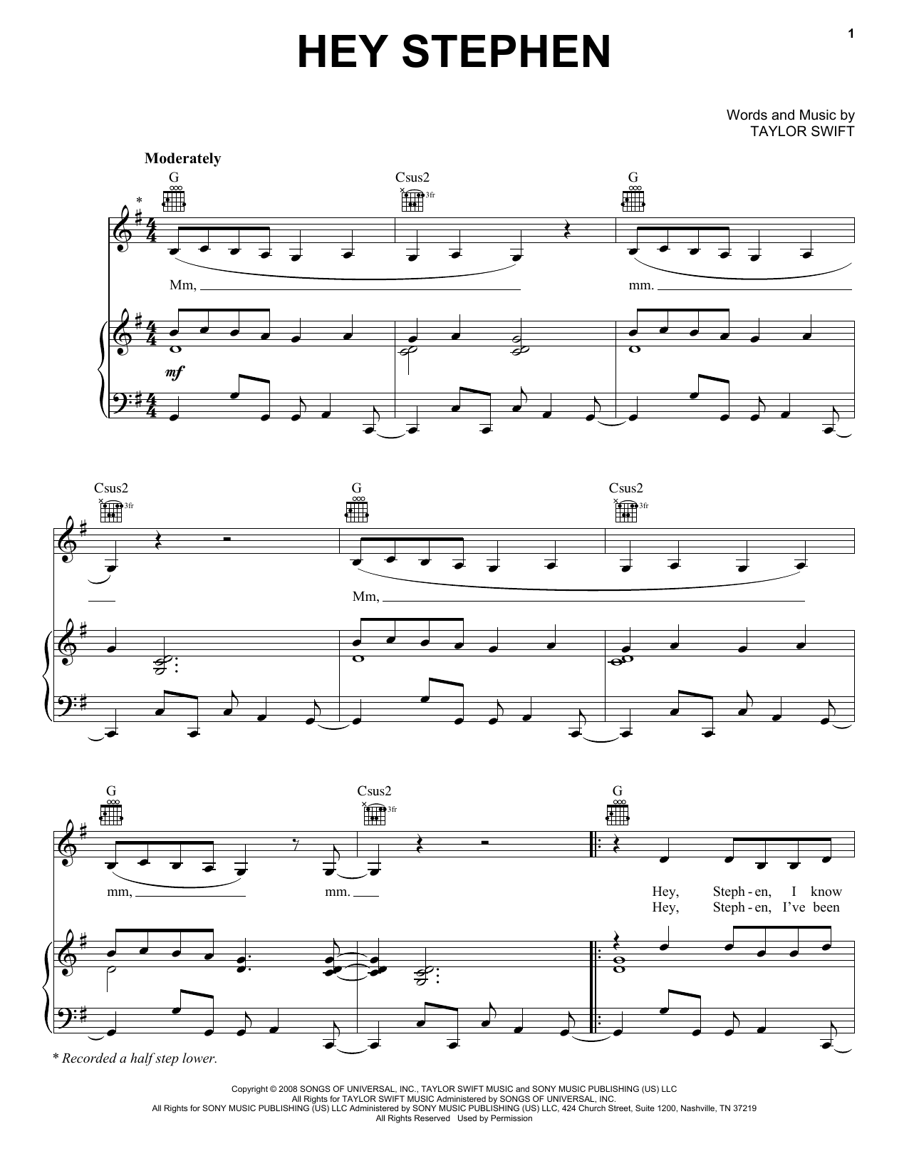 Taylor Swift Hey Stephen Sheet Music Notes & Chords for Ukulele - Download or Print PDF