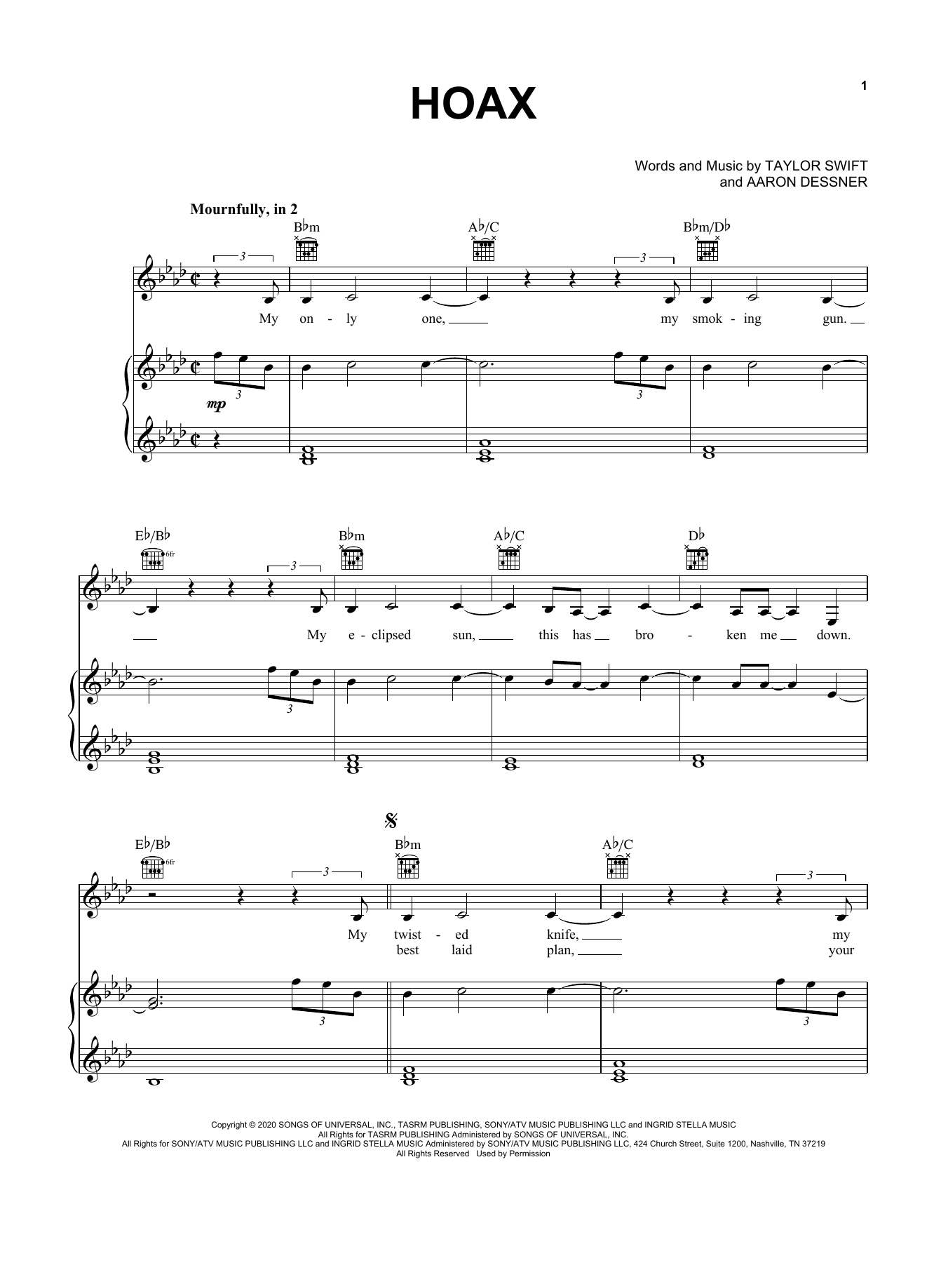 Taylor Swift hoax Sheet Music Notes & Chords for Easy Piano - Download or Print PDF