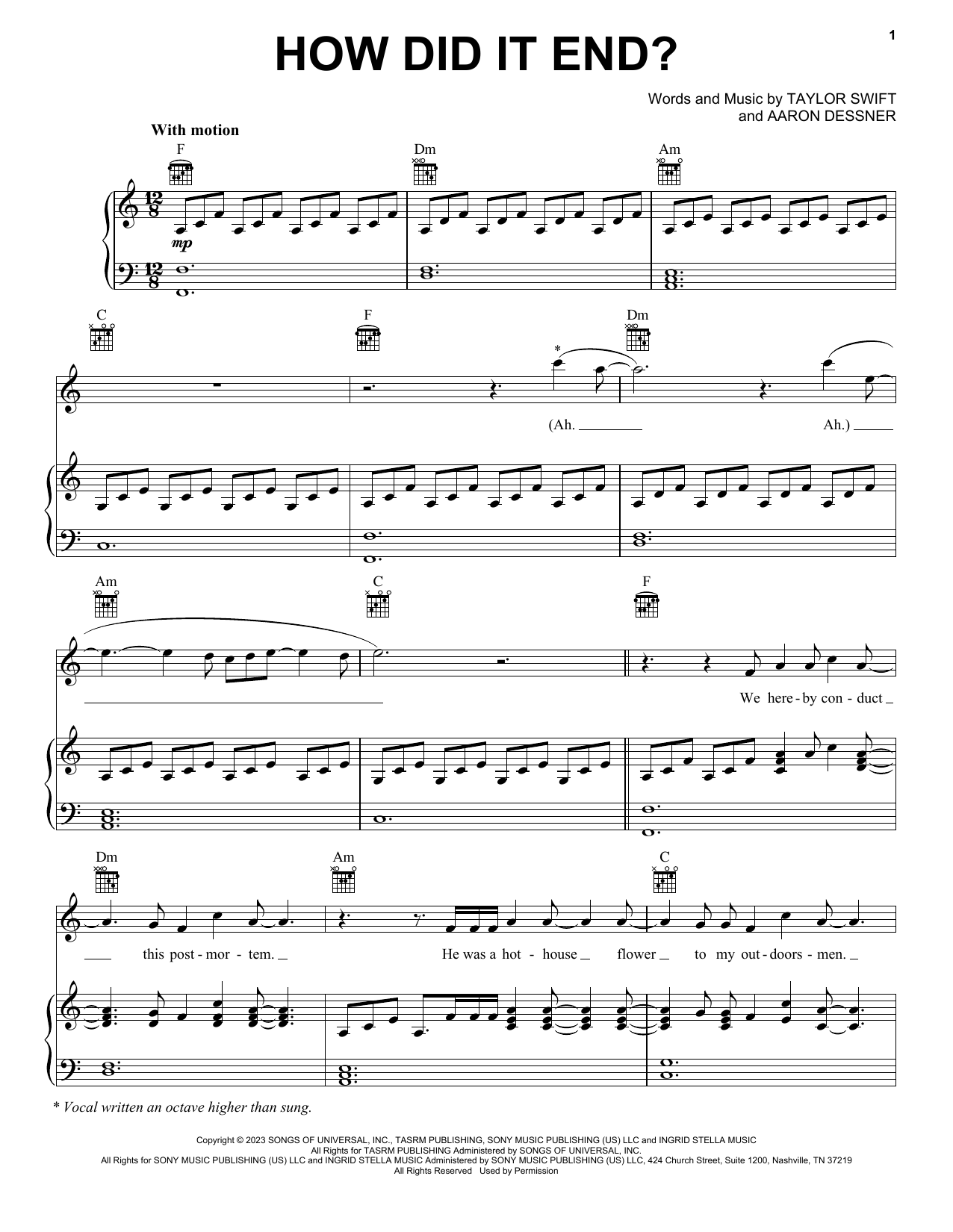 Taylor Swift How Did It End? Sheet Music Notes & Chords for Easy Piano - Download or Print PDF