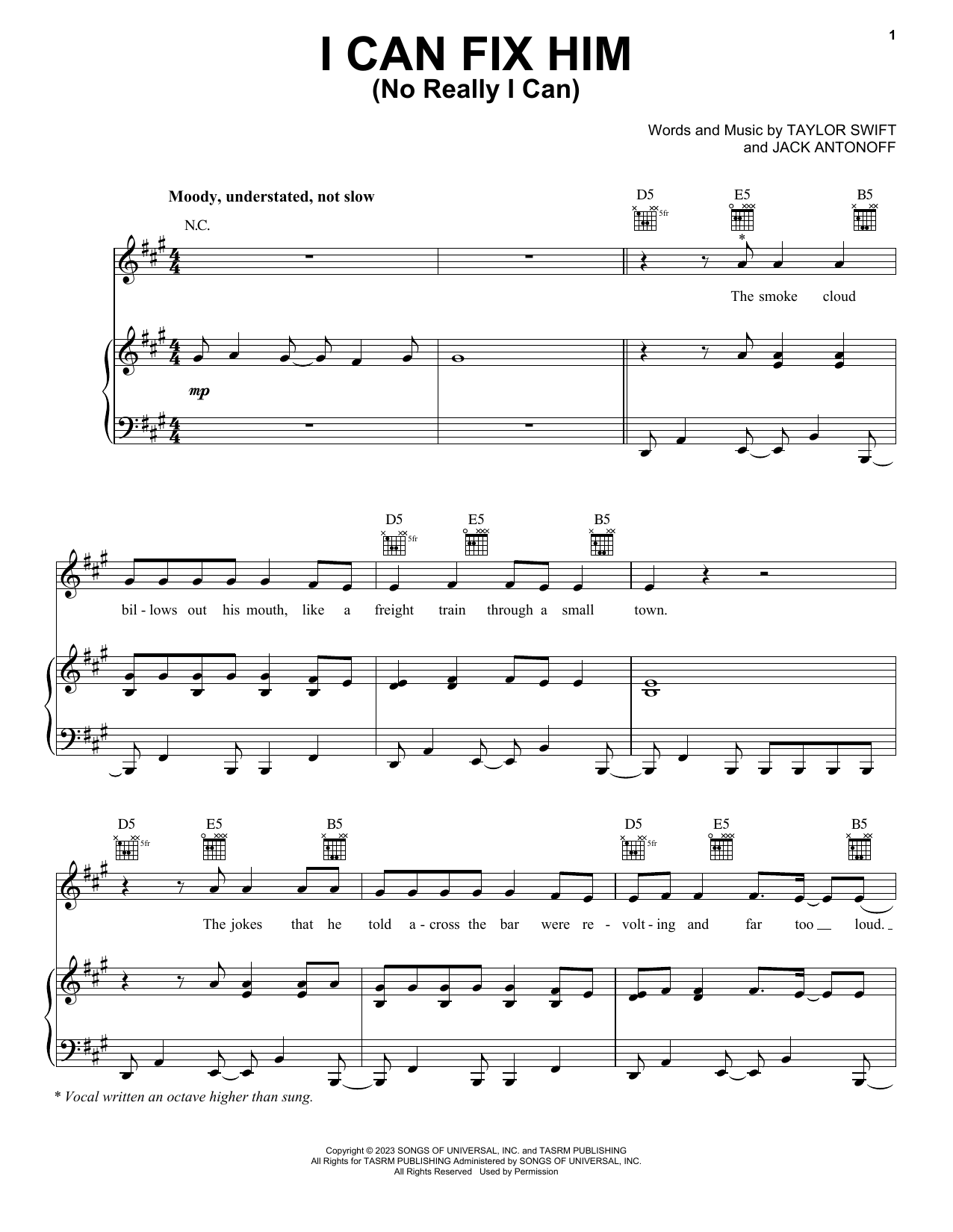 Taylor Swift I Can Fix Him (No Really I Can) Sheet Music Notes & Chords for Piano, Vocal & Guitar Chords (Right-Hand Melody) - Download or Print PDF