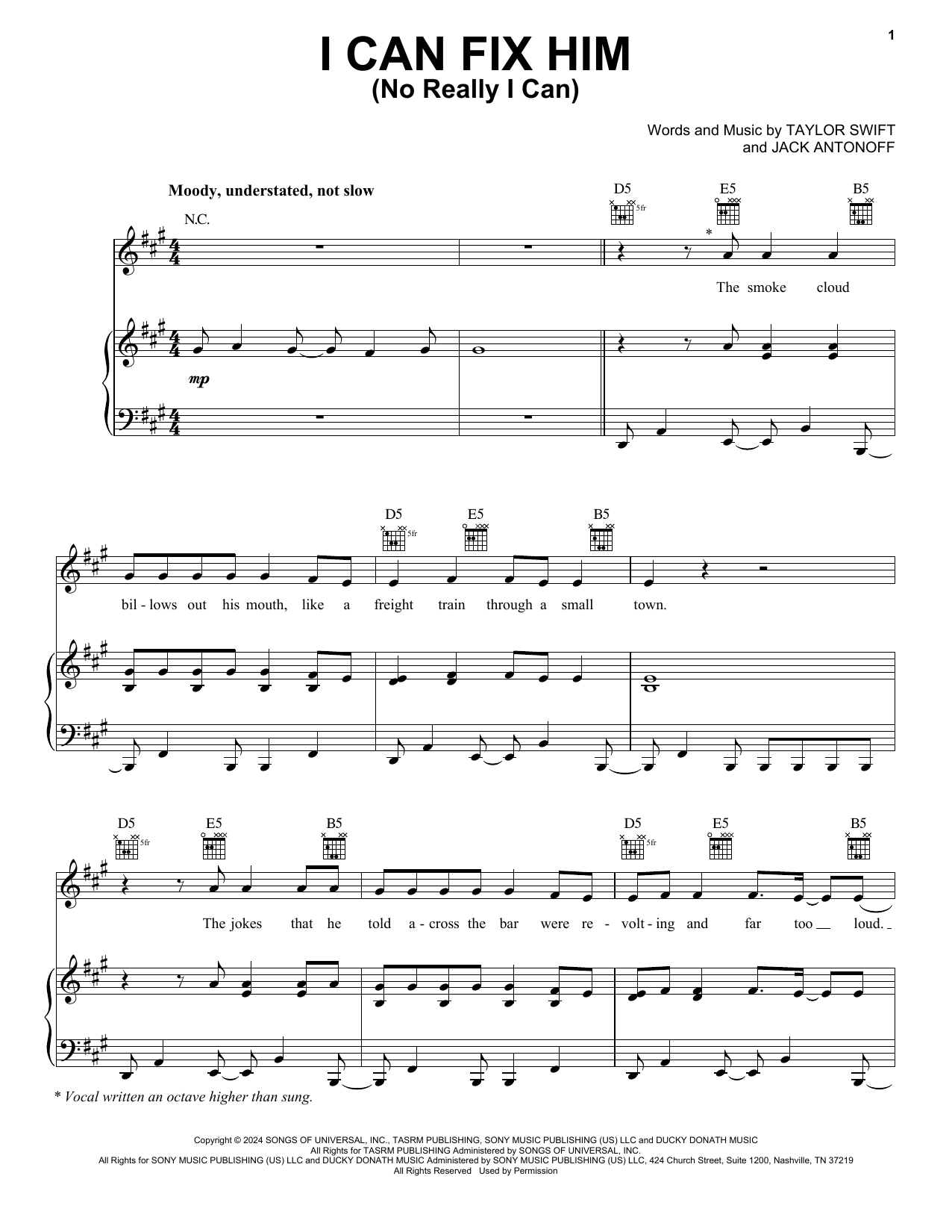 Taylor Swift I Can Fix Him (No Really I Can) Sheet Music Notes & Chords for Piano, Vocal & Guitar Chords (Right-Hand Melody) - Download or Print PDF