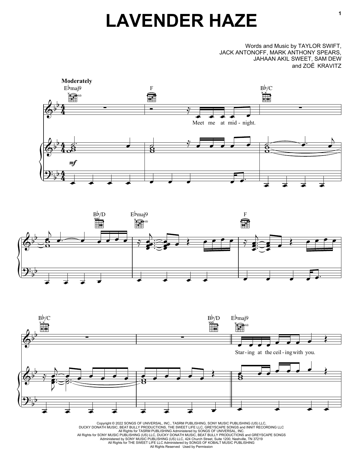 Taylor Swift Lavender Haze Sheet Music Notes & Chords for Clarinet Solo - Download or Print PDF