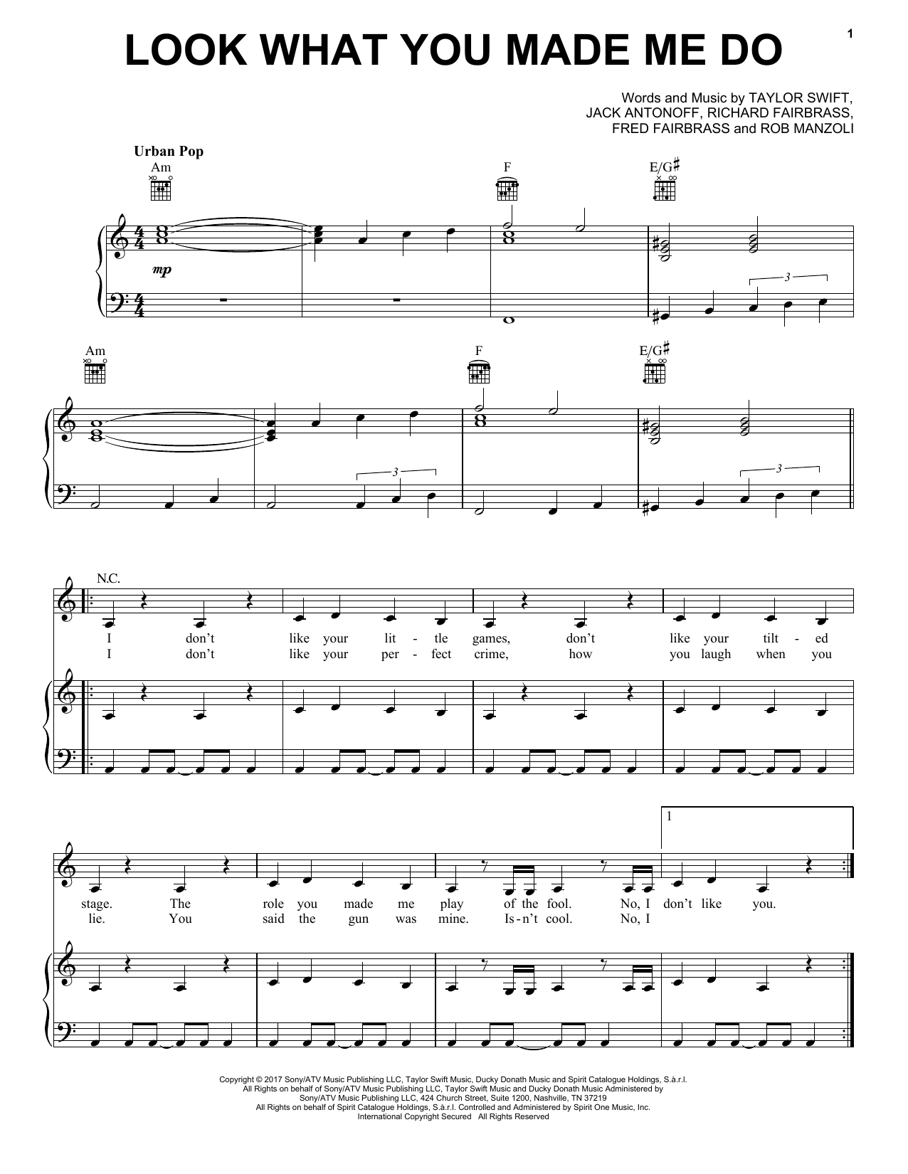 Taylor Swift Look What You Made Me Do Sheet Music Notes & Chords for Alto Sax Solo - Download or Print PDF