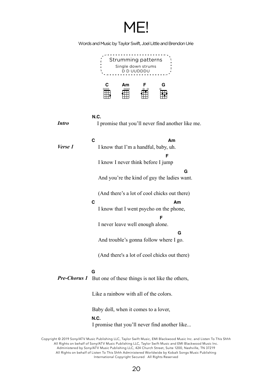 Taylor Swift ME! (arr. Elise Ecklund) Sheet Music Notes & Chords for Ukulele Chords/Lyrics - Download or Print PDF