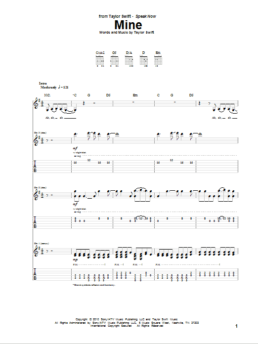 Taylor Swift Mine Sheet Music Notes & Chords for Voice - Download or Print PDF