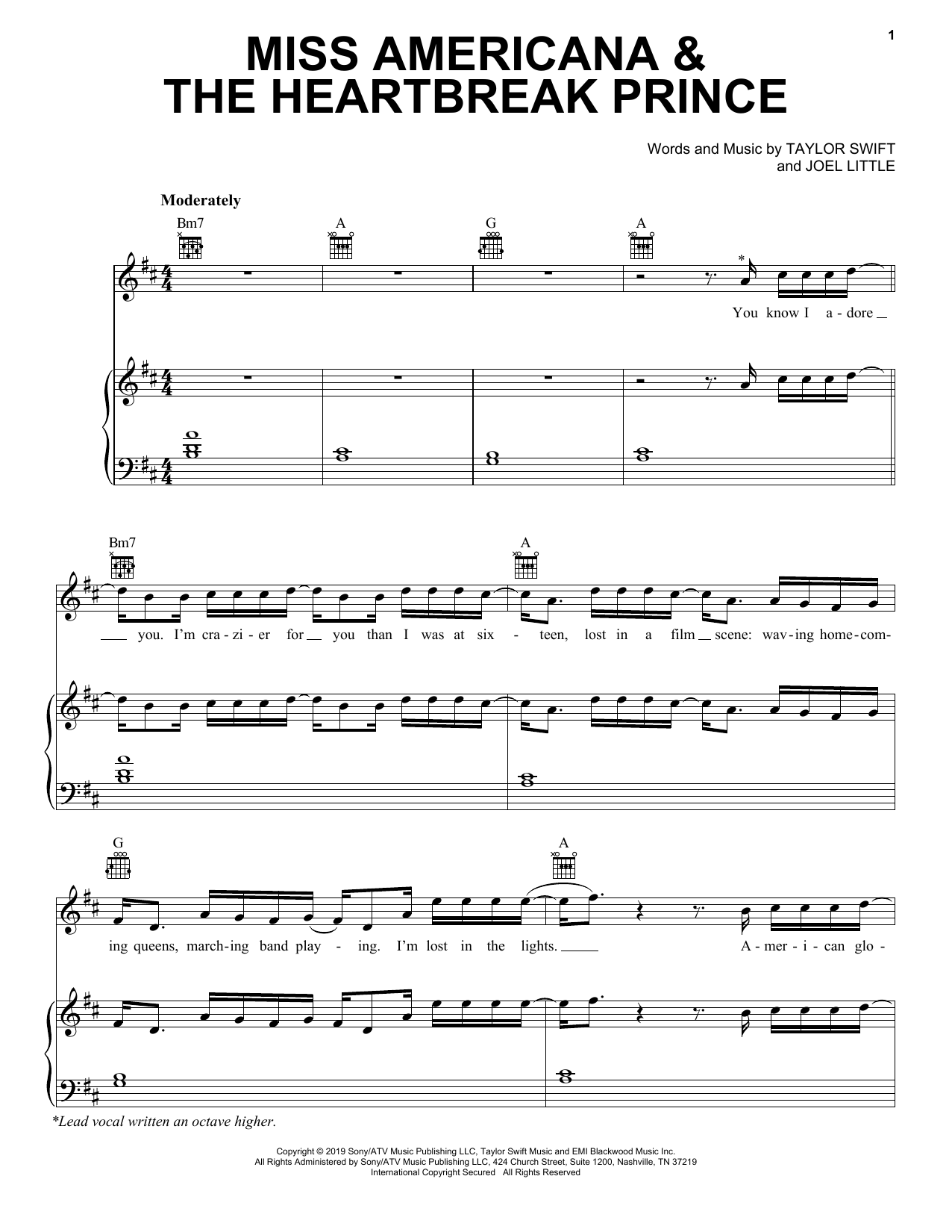 Taylor Swift Miss Americana & The Heartbreak Prince Sheet Music Notes & Chords for Easy Piano - Download or Print PDF