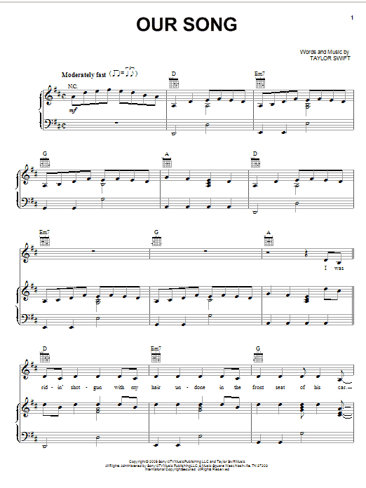 Taylor Swift Our Song Sheet Music Notes & Chords for Guitar Tab Play-Along - Download or Print PDF