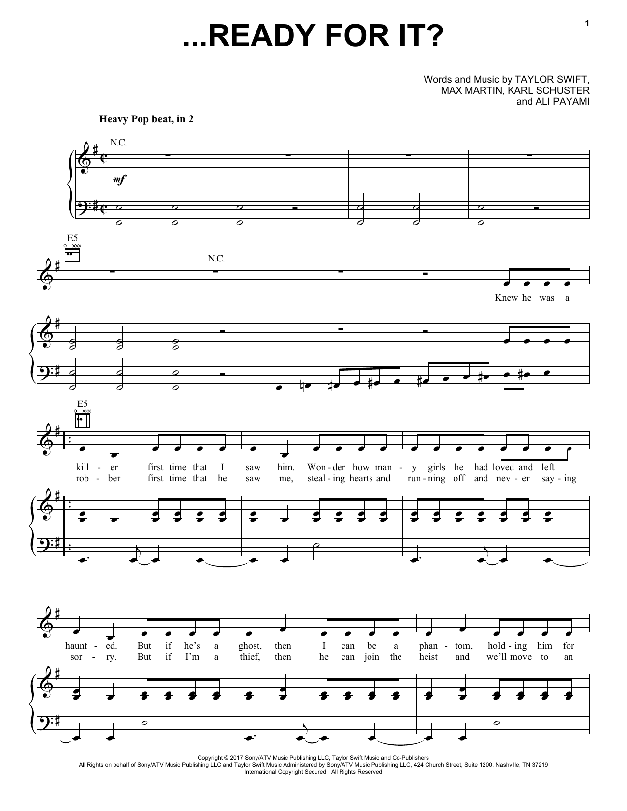 Taylor Swift ...Ready For It? Sheet Music Notes & Chords for Super Easy Piano - Download or Print PDF