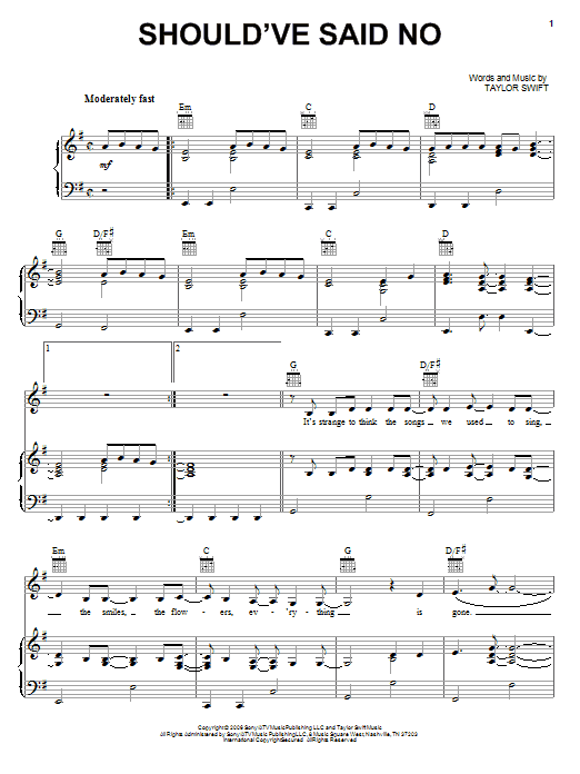 Taylor Swift Should've Said No Sheet Music Notes & Chords for Ukulele - Download or Print PDF