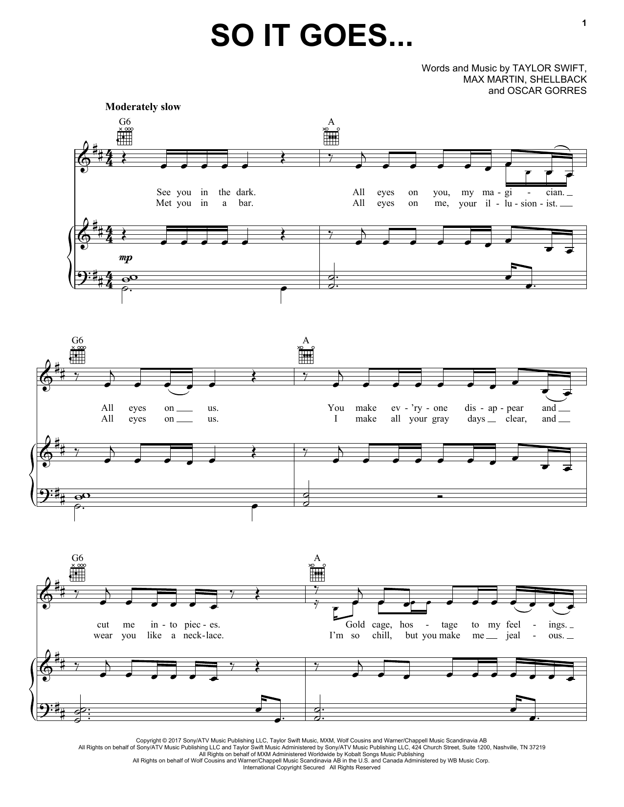 Taylor Swift So It Goes... Sheet Music Notes & Chords for Piano, Vocal & Guitar (Right-Hand Melody) - Download or Print PDF