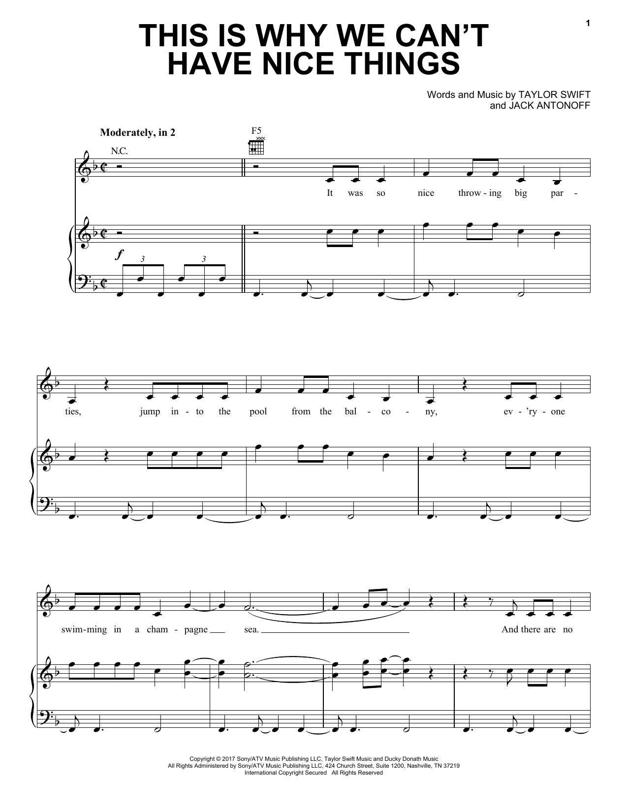 Taylor Swift This Is Why We Can't Have Nice Things Sheet Music Notes & Chords for Easy Guitar Tab - Download or Print PDF