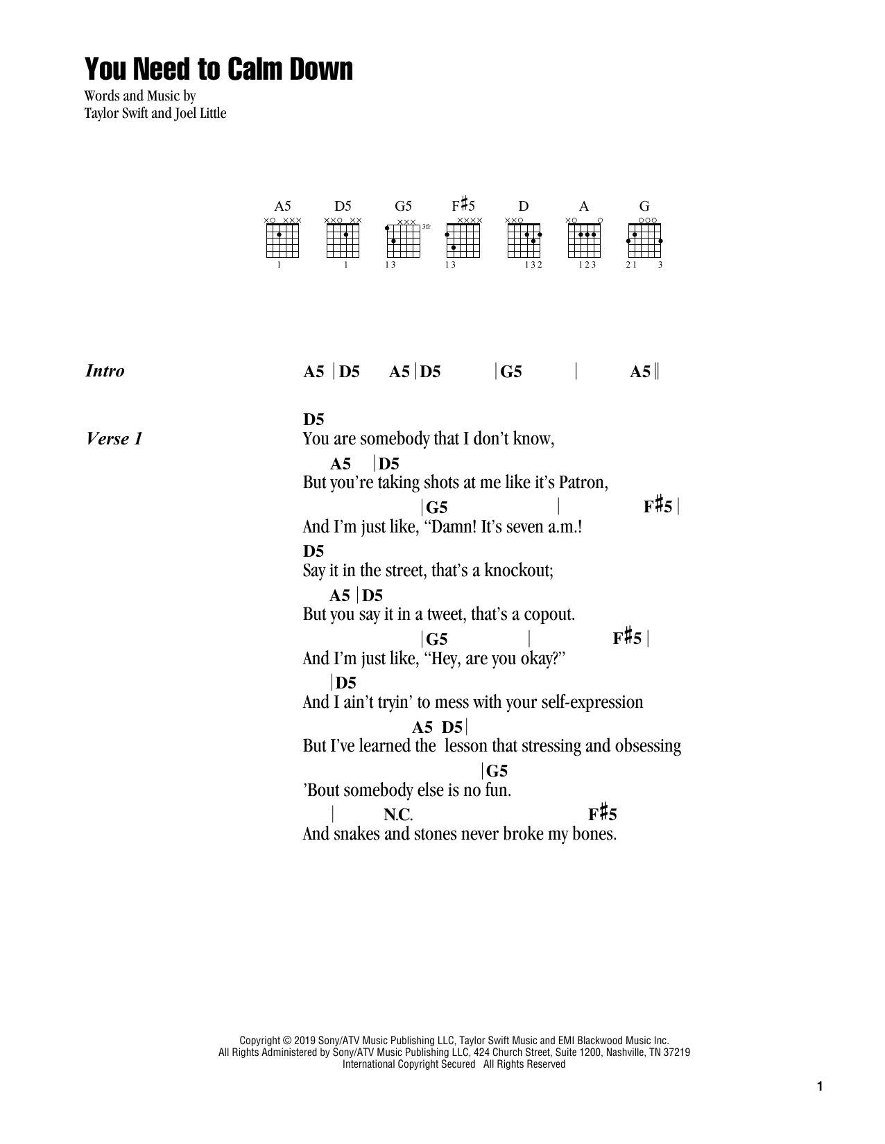 Taylor Swift You Need To Calm Down Sheet Music Notes & Chords for Alto Sax Solo - Download or Print PDF