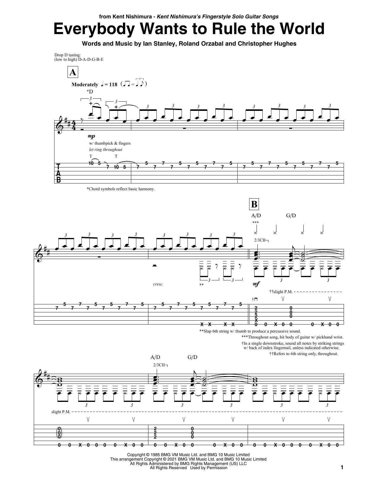 Tears For Fears Everybody Wants To Rule The World Sheet Music Notes & Chords for Solo Guitar - Download or Print PDF