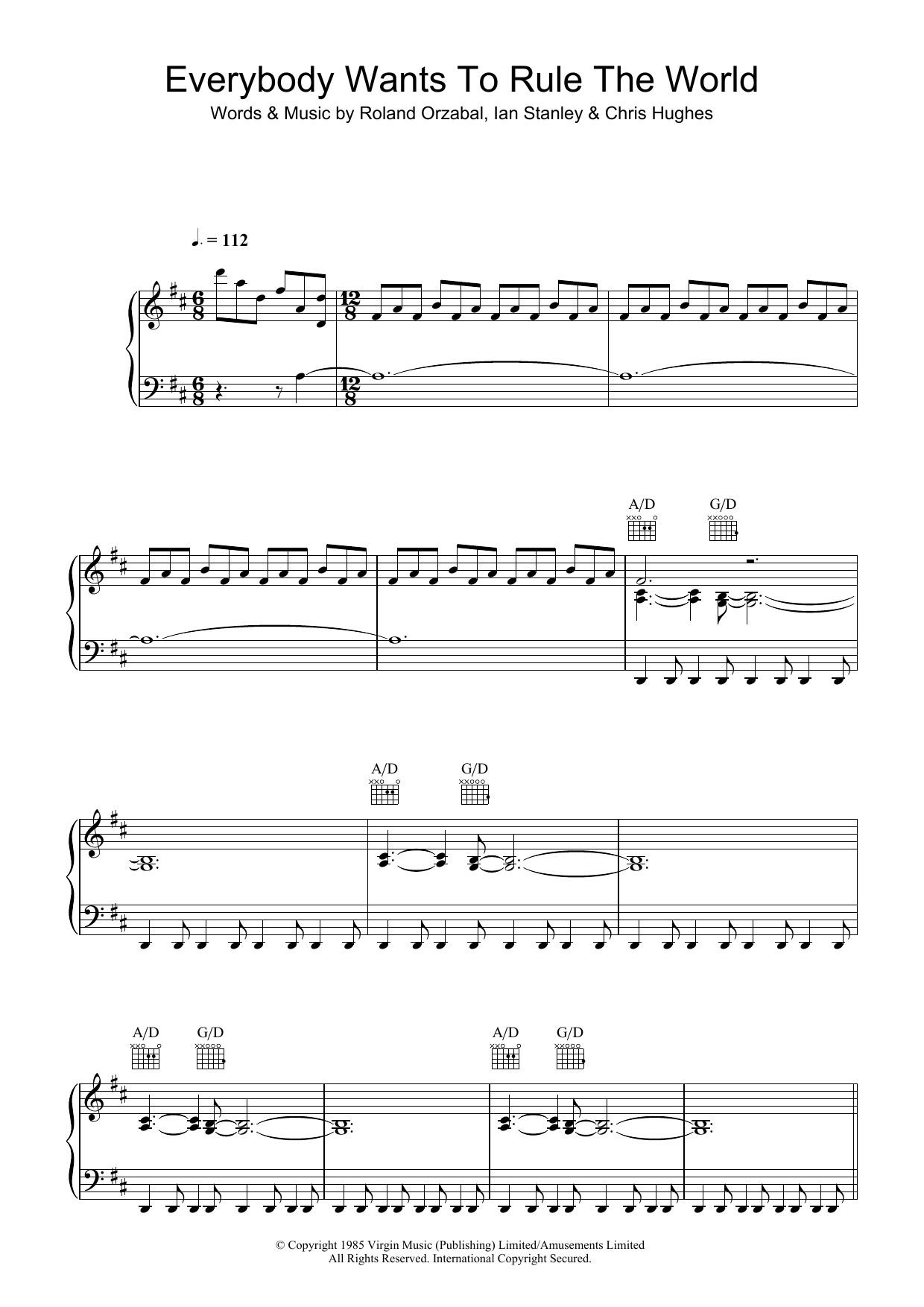 Tears For Fears Everybody Wants To Rule The World Sheet Music Notes & Chords for Super Easy Piano - Download or Print PDF