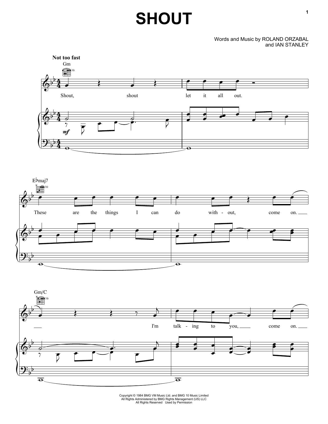 Tears For Fears Shout Sheet Music Notes & Chords for Flute - Download or Print PDF