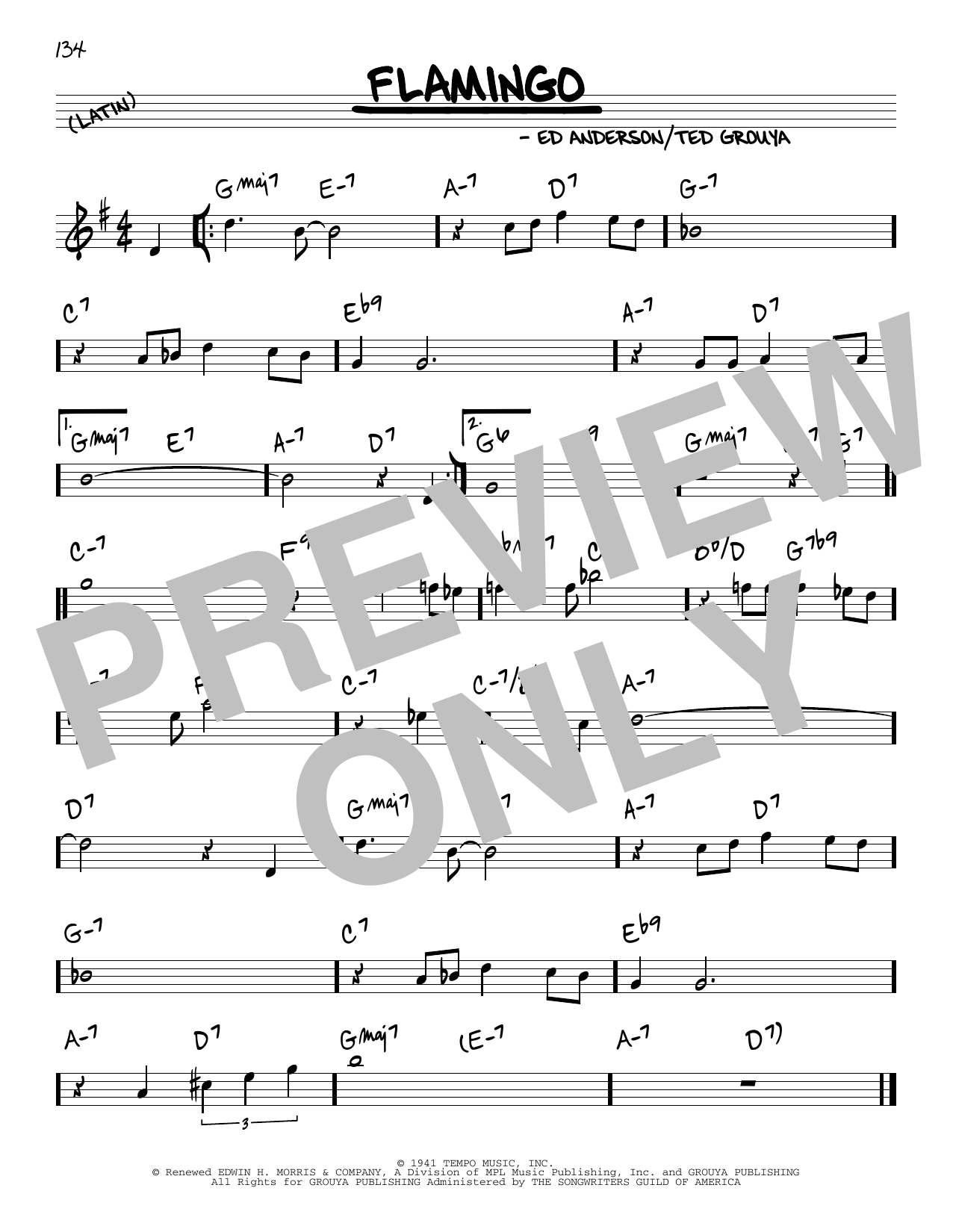 Ted Grouya and Ed Anderson Flamingo Sheet Music Notes & Chords for Real Book – Melody & Chords - Download or Print PDF