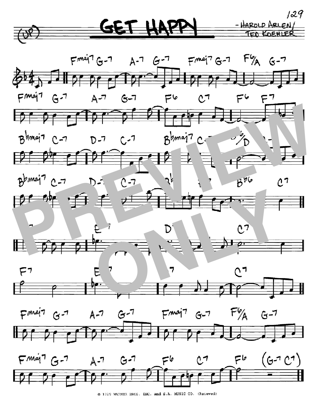 Ted Koehler Get Happy Sheet Music Notes & Chords for Real Book – Melody & Chords - Download or Print PDF