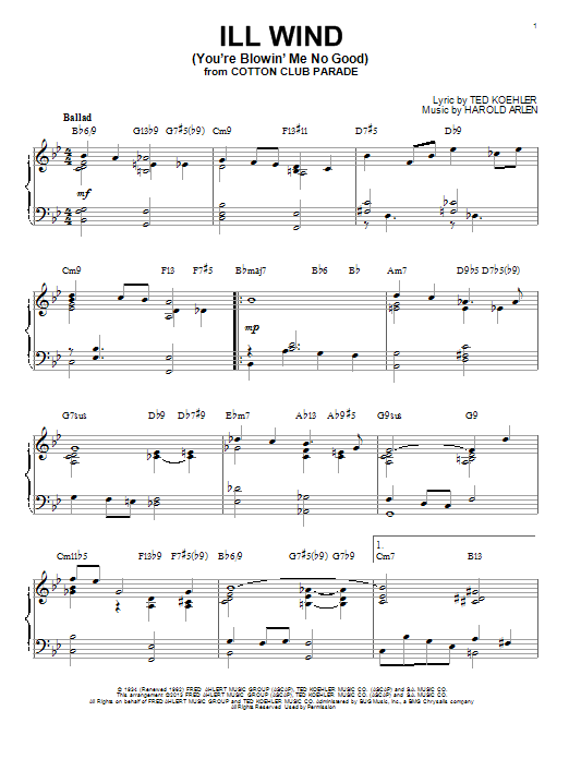 Ted Koehler Ill Wind (You're Blowin' Me No Good) [Jazz version] (arr. Brent Edstrom) Sheet Music Notes & Chords for Piano - Download or Print PDF