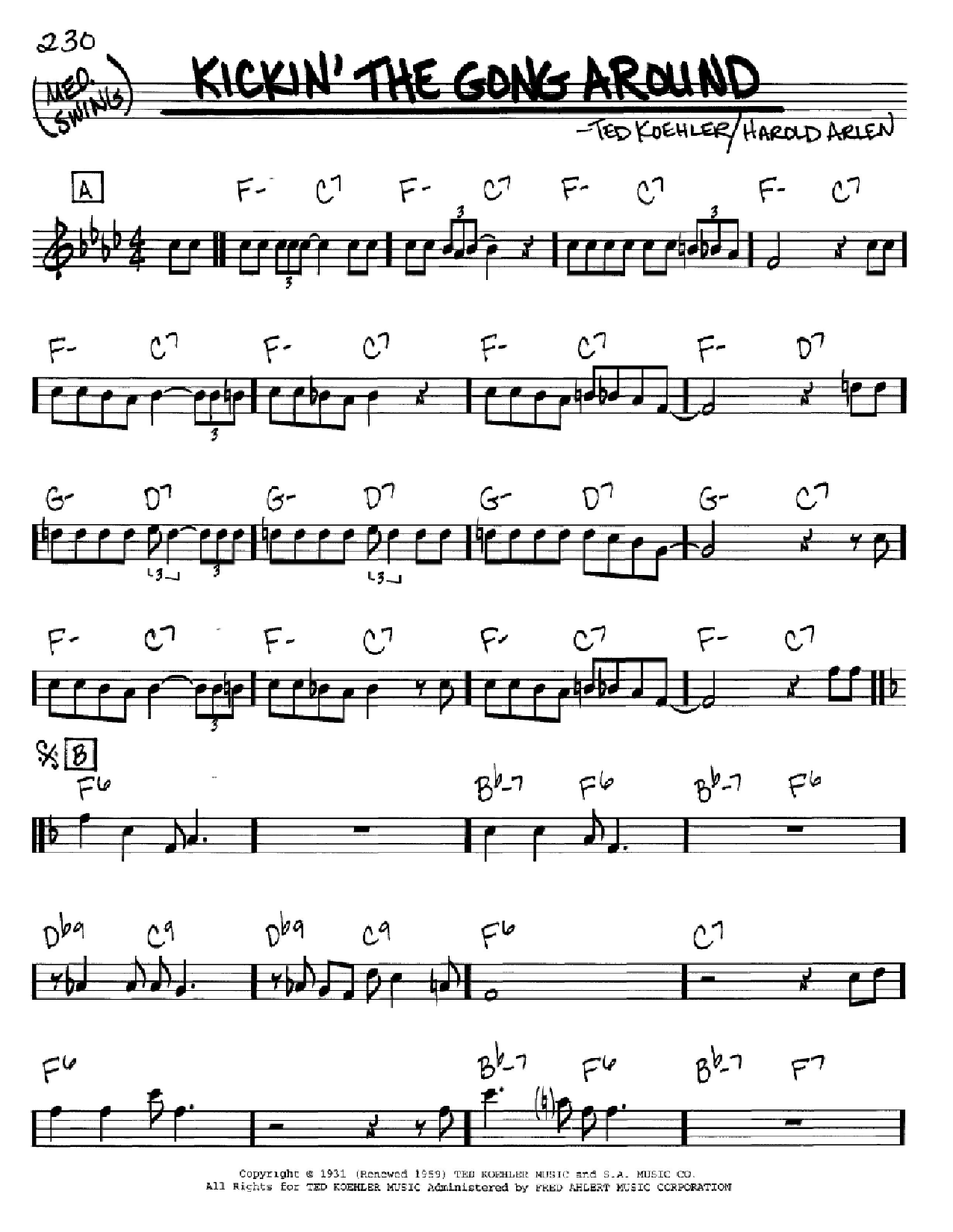 Ted Koehler Kickin' The Gong Around Sheet Music Notes & Chords for Real Book - Melody & Chords - C Instruments - Download or Print PDF
