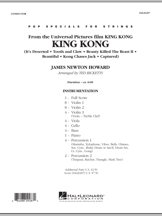 Ted Ricketts King Kong - Full Score Sheet Music Notes & Chords for Orchestra - Download or Print PDF
