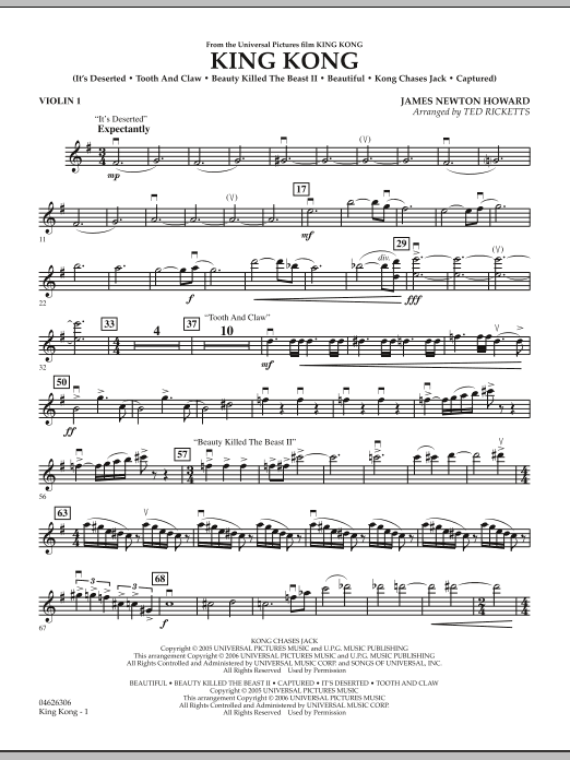 Ted Ricketts King Kong - Violin 1 Sheet Music Notes & Chords for Orchestra - Download or Print PDF