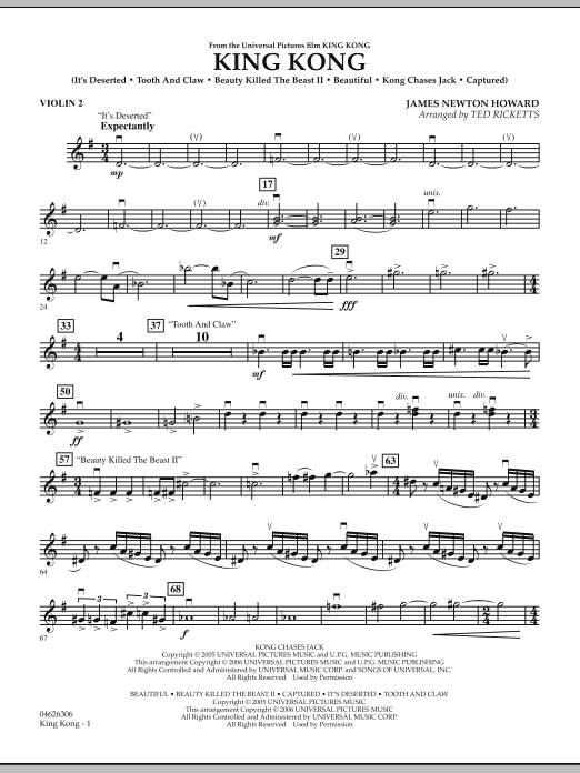 Ted Ricketts King Kong - Violin 2 Sheet Music Notes & Chords for Orchestra - Download or Print PDF