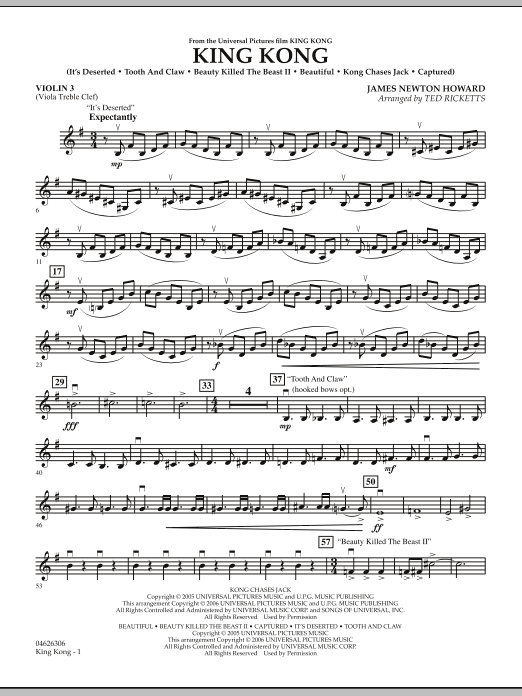 Ted Ricketts King Kong - Violin 3 (Viola T.C.) Sheet Music Notes & Chords for Orchestra - Download or Print PDF