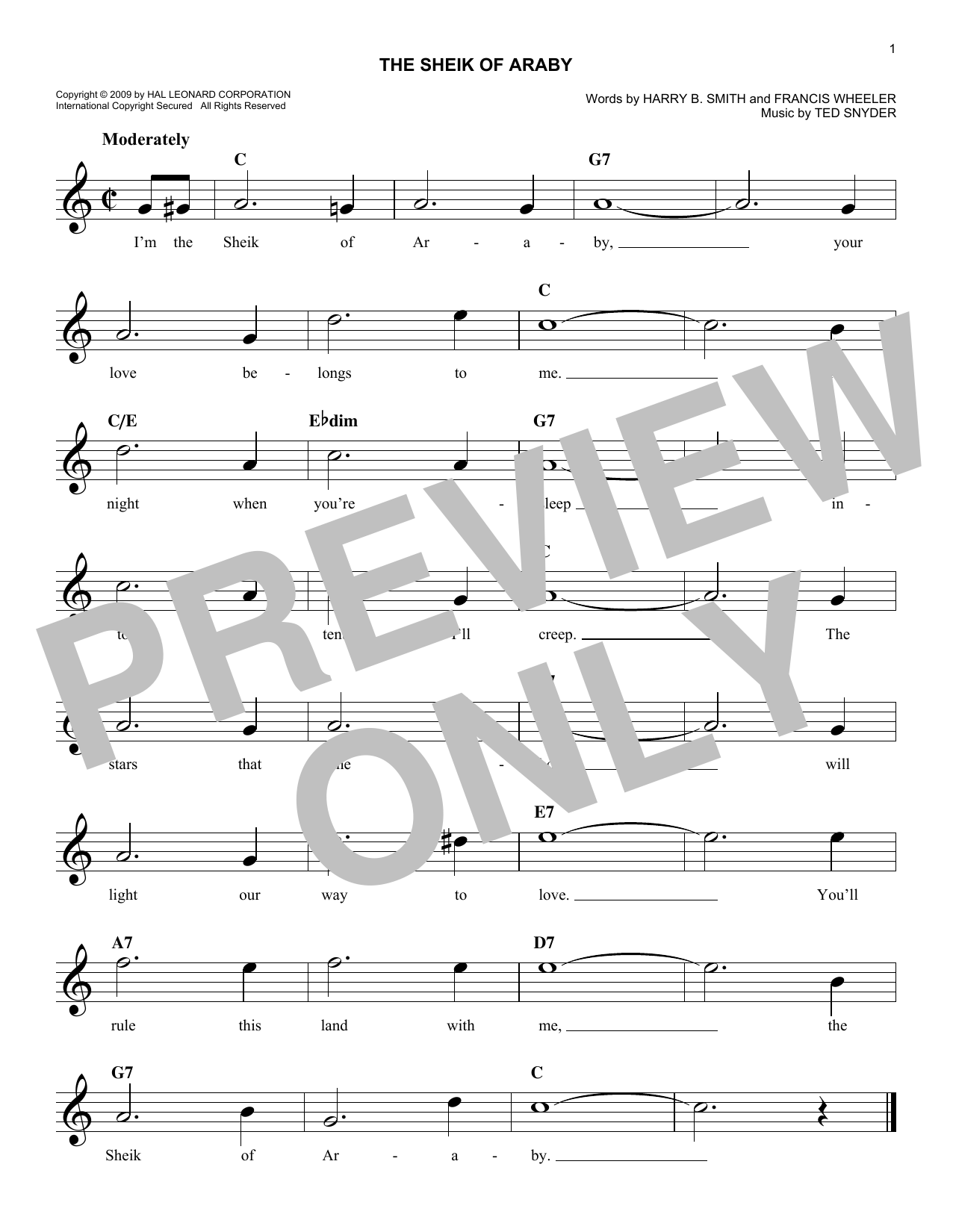 Ted Snyder The Sheik Of Araby Sheet Music Notes & Chords for Mandolin Tab - Download or Print PDF