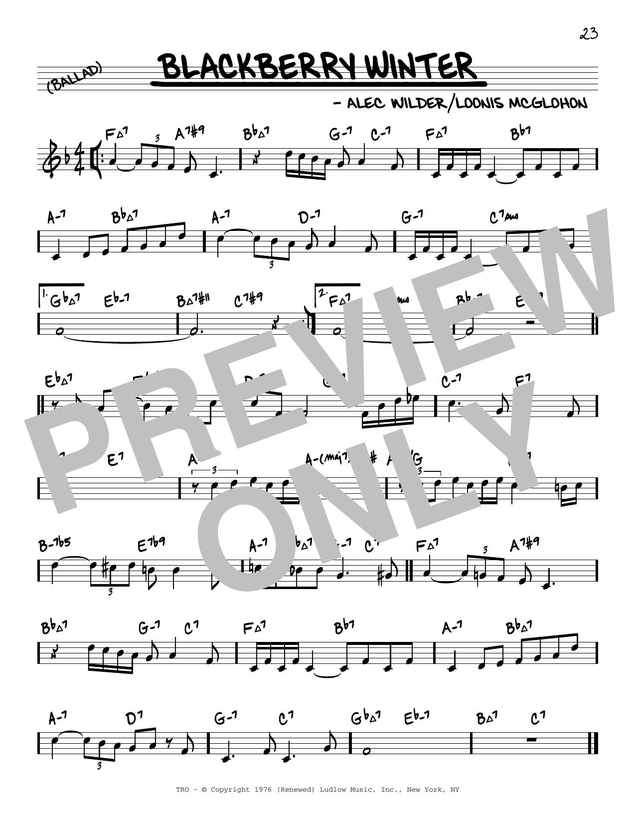 Teddi King Blackberry Winter (arr. David Hazeltine) Sheet Music Notes & Chords for Real Book – Enhanced Chords - Download or Print PDF