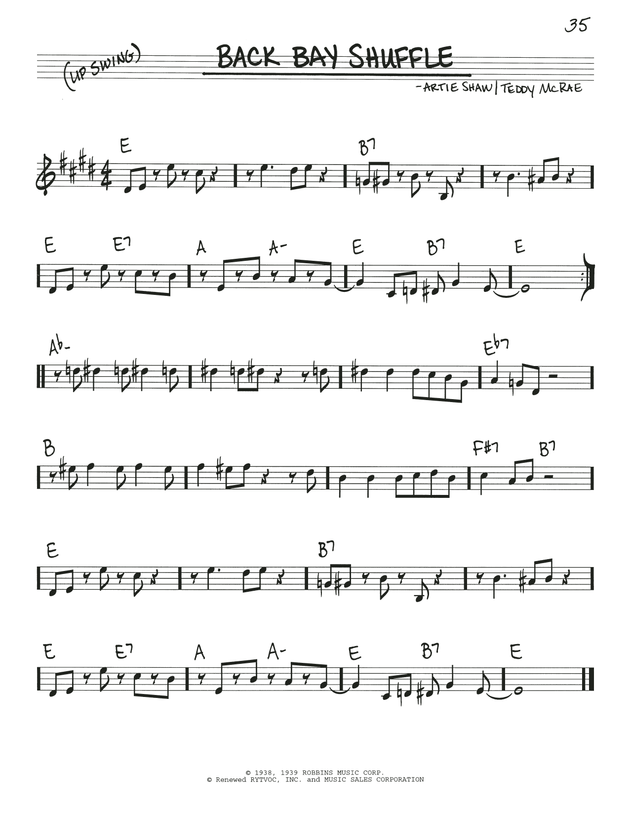 Teddie MacRae Back Bay Shuffle Sheet Music Notes & Chords for Real Book – Melody & Chords - Download or Print PDF