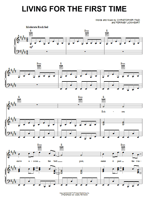 Teddy Geiger Living For The First Time Sheet Music Notes & Chords for Piano, Vocal & Guitar (Right-Hand Melody) - Download or Print PDF Teddy Geiger Living For The First Time Sheet Music Notes & Chords for Piano, Vocal & Guitar (Right-Hand Melody) - Download or Print PDF