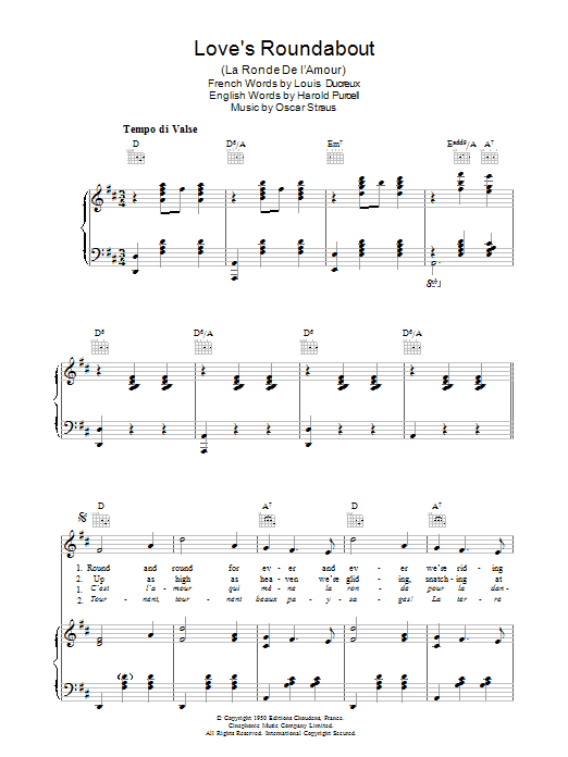 Teddy Johnson Love's Roundabout (La Ronde De L'Amour) Sheet Music Notes & Chords for Piano, Vocal & Guitar (Right-Hand Melody) - Download or Print PDF