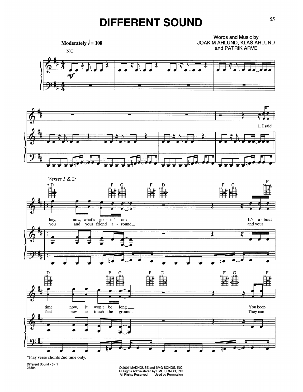 Teddybears Different Sound (feat. Malte) (from Music And Lyrics) Sheet Music Notes & Chords for Piano, Vocal & Guitar Chords (Right-Hand Melody) - Download or Print PDF