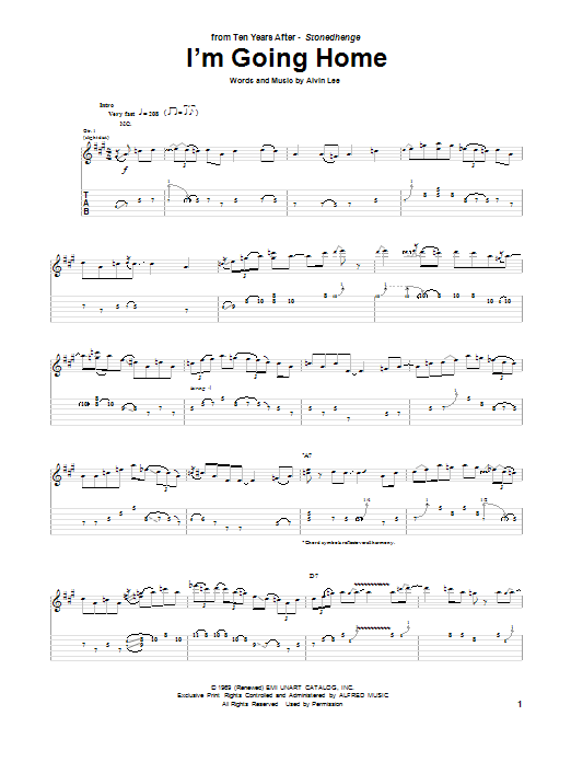 Ten Years After I'm Going Home Sheet Music Notes & Chords for Guitar Tab - Download or Print PDF