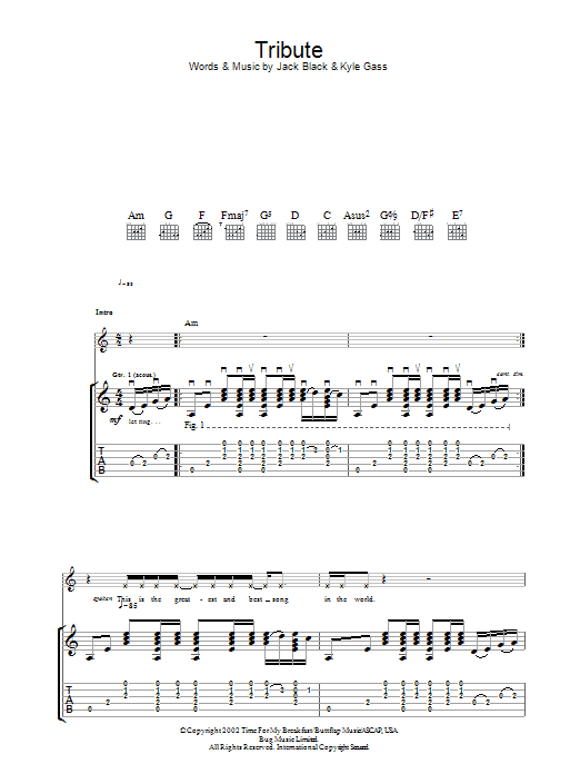 Tenacious D Tribute Sheet Music Notes & Chords for Guitar Tab - Download or Print PDF