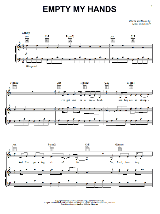 Tenth Avenue North Empty My Hands Sheet Music Notes & Chords for Piano, Vocal & Guitar (Right-Hand Melody) - Download or Print PDF