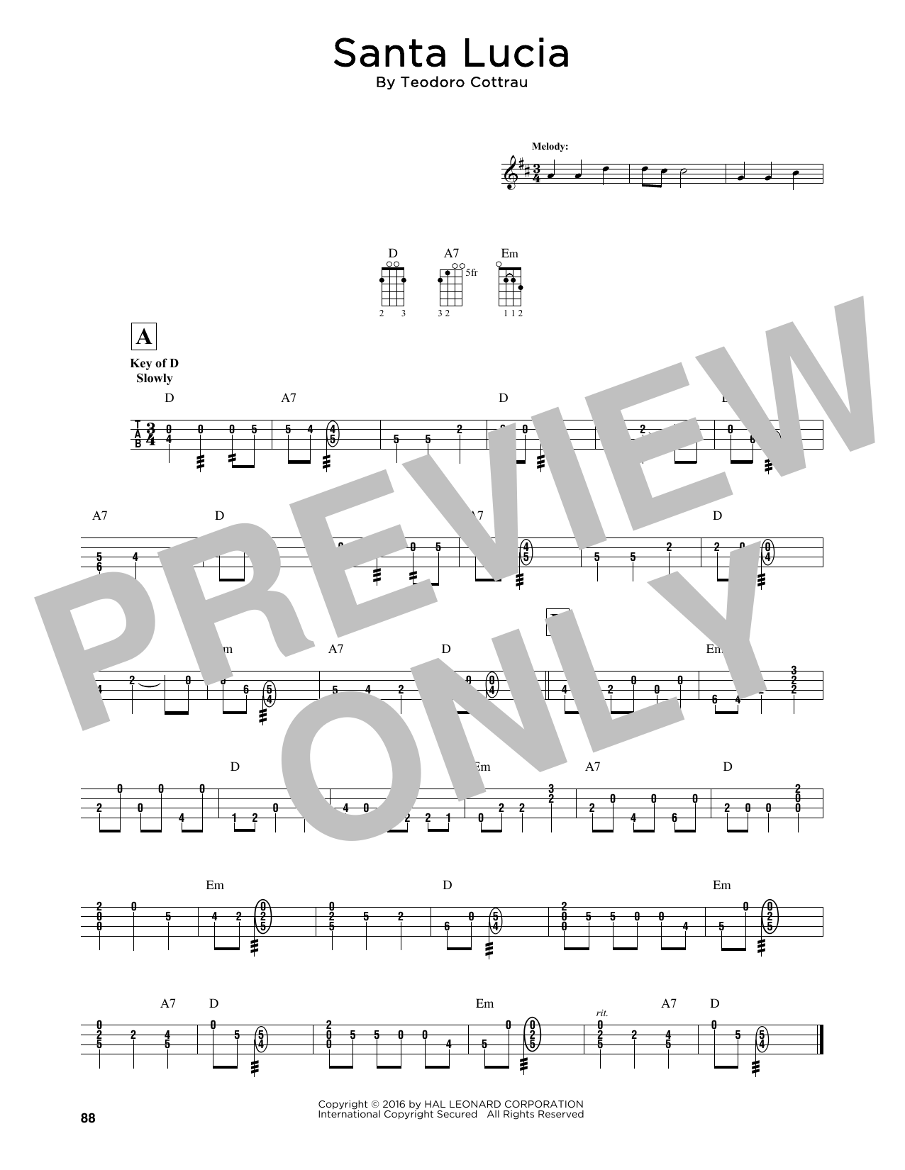 Teodoro Cottrau Santa Lucia (arr. Fred Sokolow) Sheet Music Notes & Chords for Mandolin - Download or Print PDF