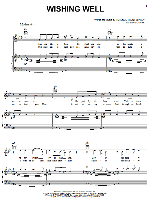 Terence Trent D'Arby Wishing Well Sheet Music Notes & Chords for Guitar Chords/Lyrics - Download or Print PDF