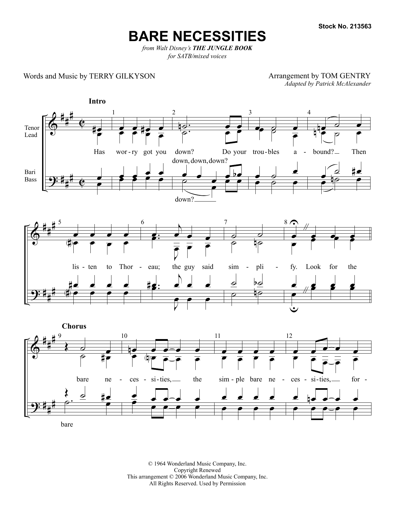 Terry Gilkyson Bare Necessities (from The Jungle Book) (arr. Tom Gentry) Sheet Music Notes & Chords for SSAA Choir - Download or Print PDF