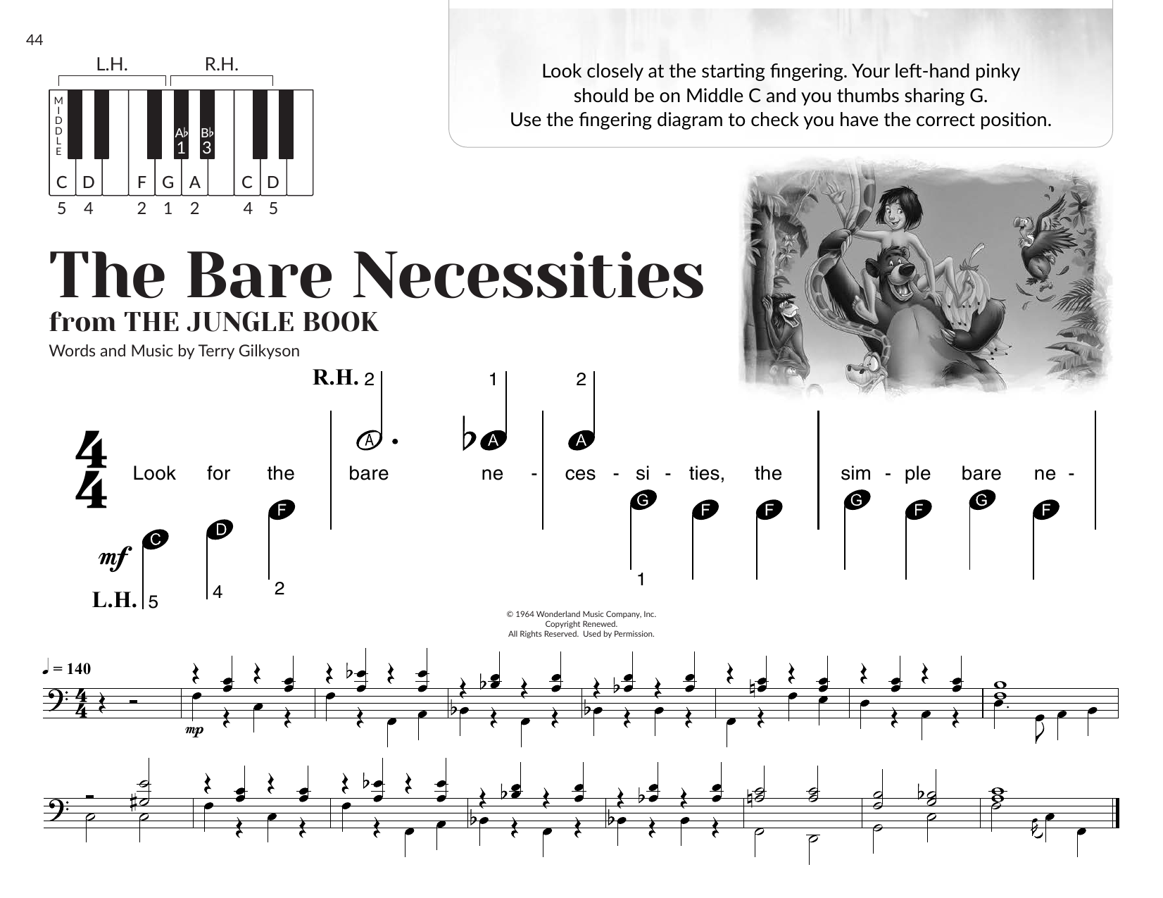 Terry Gilkyson The Bare Necessities (from The Jungle Book) (arr. Brittany McCorriston) Sheet Music Notes & Chords for Very Beginner Piano - Download or Print PDF